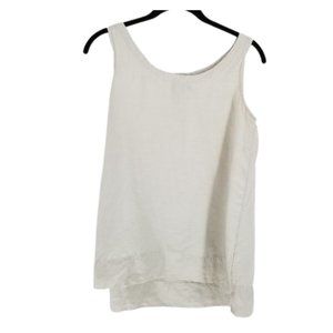 Eileen Fisher Sleeveless Linen Silk Beige Top Sm